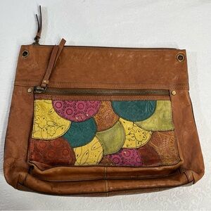 Fossil Key Multicolor Patchwork Leather Pocket Boho Crossbody MISSING STRAP EUC